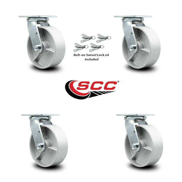 6 Inch Semi Steel Swivel Caster Set with Ball Bearing and Swivel Lock SCC